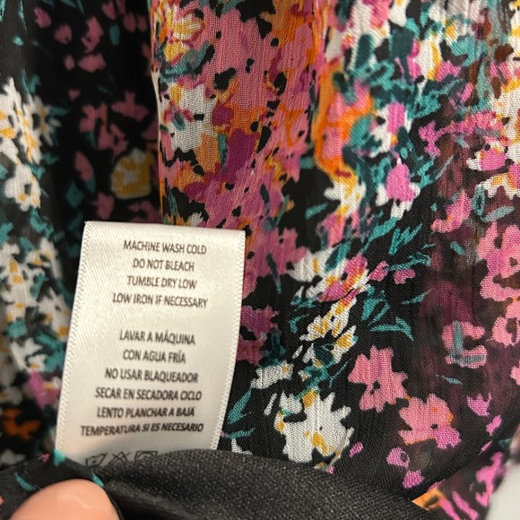 Vince Camuto Womens Black Floral Tiered Chiffon Long Sleeve Ruffle Dress XS - Picture 7 of 7